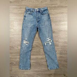 Agolde‎ Riley Distressed Blue Jeans Straight Leg 24